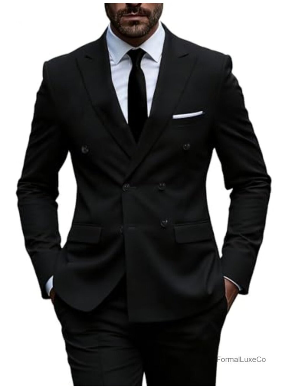 Men's Slim Fit 2-Piece Double Breasted Suit Set Business Wedding Tuxedo